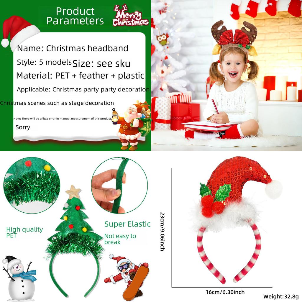 Urocza Kreskówkowa Opaska Świąteczna Dla Dzieci i Dorosłych Świąteczne Akcesoria Imprezowe