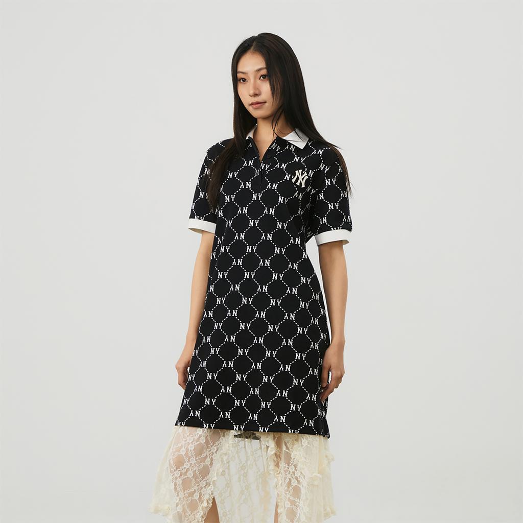 New MLB New York Yankees SS24 Short Sleeved Dress Women's Black 3FOPM0443-50BKS