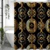 Baroque Greek Paper Roll Leaf River Curve Circle Gorgeous Shower Curtain, Bathroom Decorative Shower Curtain, Waterproof Shower