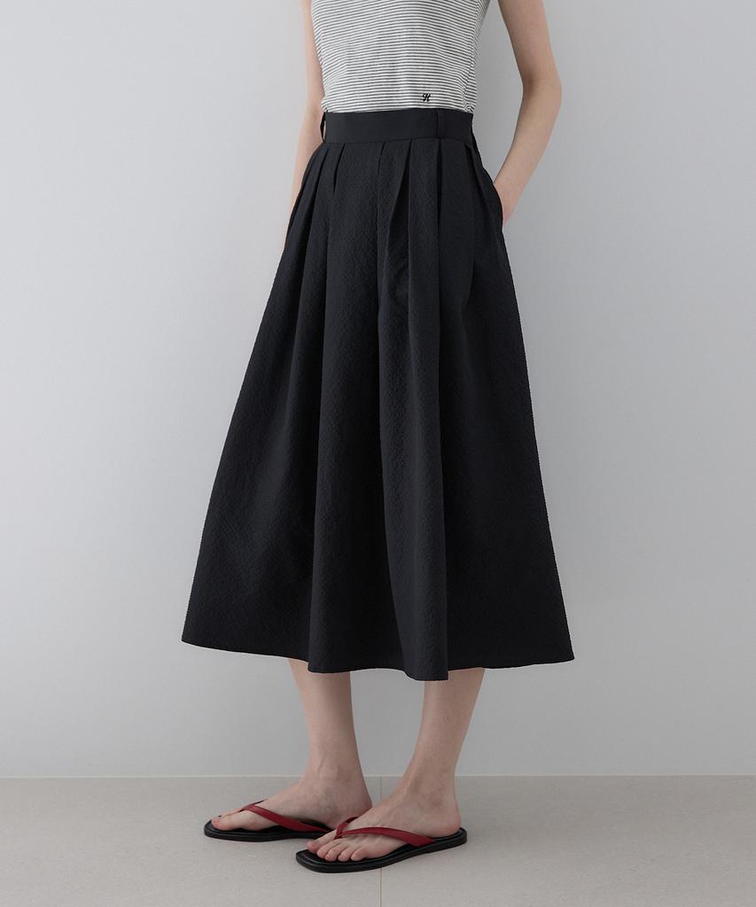 Our Hope Seersucker Jane Flare Skirt - Black