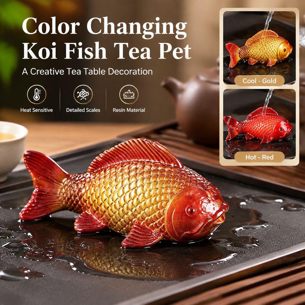 Heat Sensitive Tea Play Decoration Resin Koi Fish Tea Pet for Kung Fu Tea Lovers Gifts