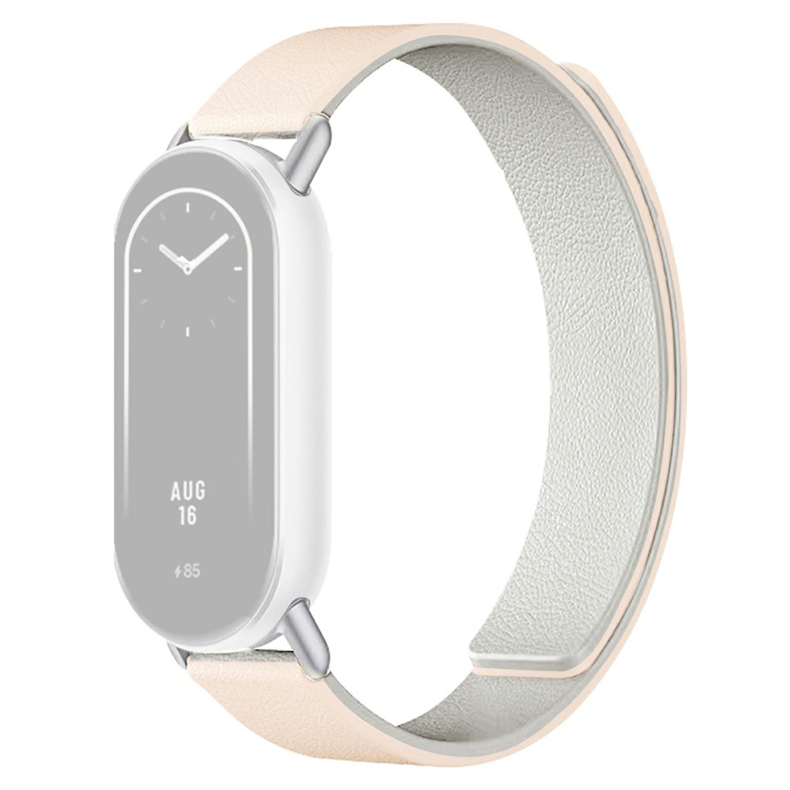 

Silicone Band for Xiaomi Smart Band 10/10 NFC/10 Ceramic/9/9 NFC/9 Ceramic Edition/8/8 NFC Litchi Texture Magnetic Strap Milk Tea/White