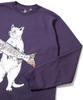 [go slow caravan] 341902 USA/C Iwana Cat Print Long Sleeve T-Shirt, Violet, Medium