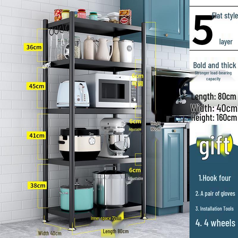 Freestanding Multi-Layer Kitchen Storage Rack for Microwave and Pots