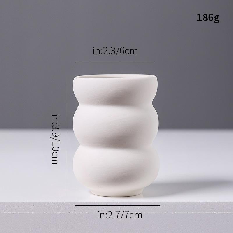 White Ceramic Mini Vase, Chinese Minimalist Desktop Hydroponic Pot for Dried Flowers, Aesthetic