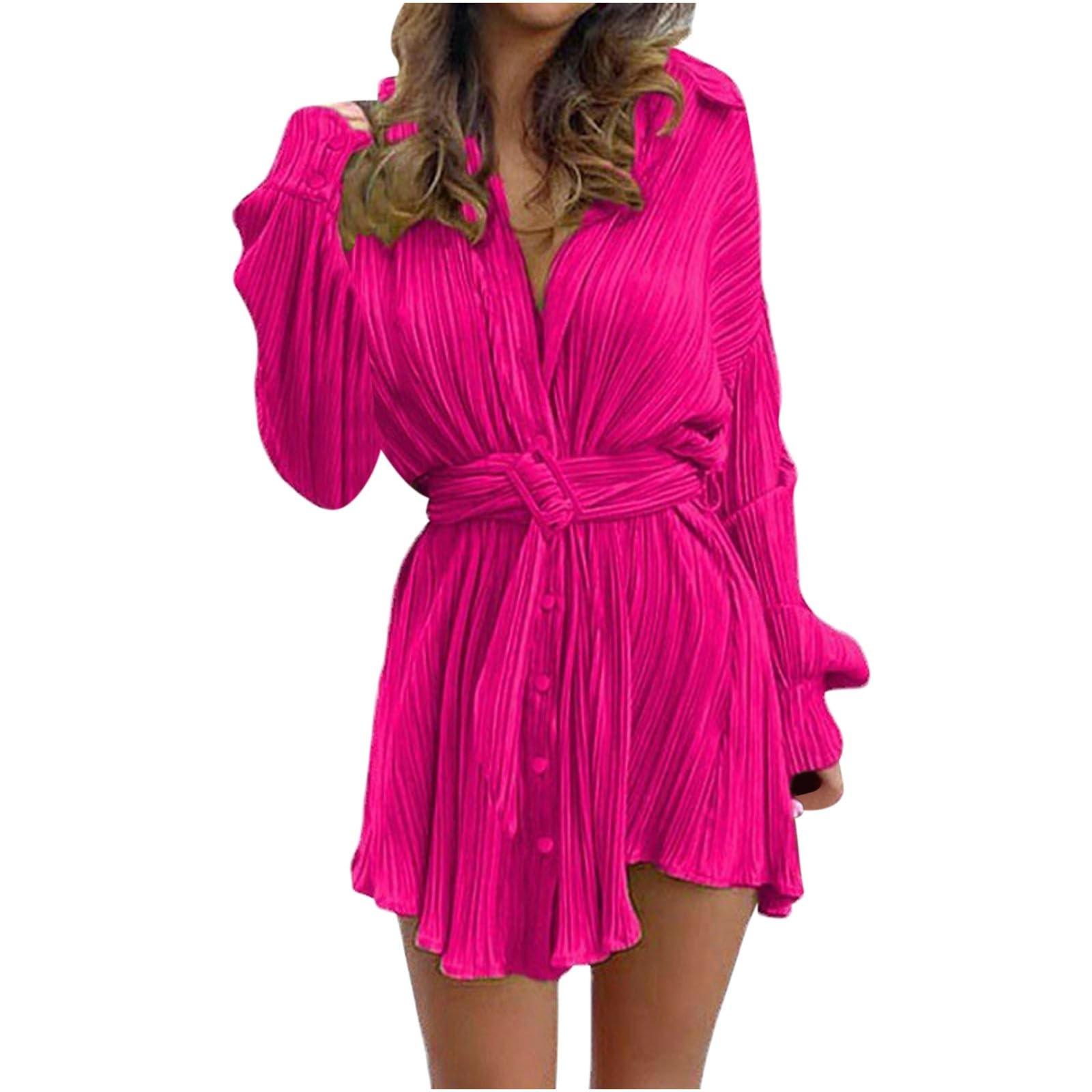 

Женское модное платье с воротником-стойкой и эластичной талией, плиссированное, с длинными рукавами M