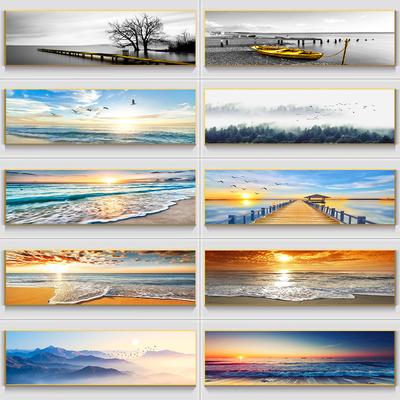 Paysage naturel Plage dorée Coucher de soleil Paysage Peintures sur toile Affiches et impressions Art mural pour salon Chambre à coucher Décoration d'œuvres d'art pour la maison