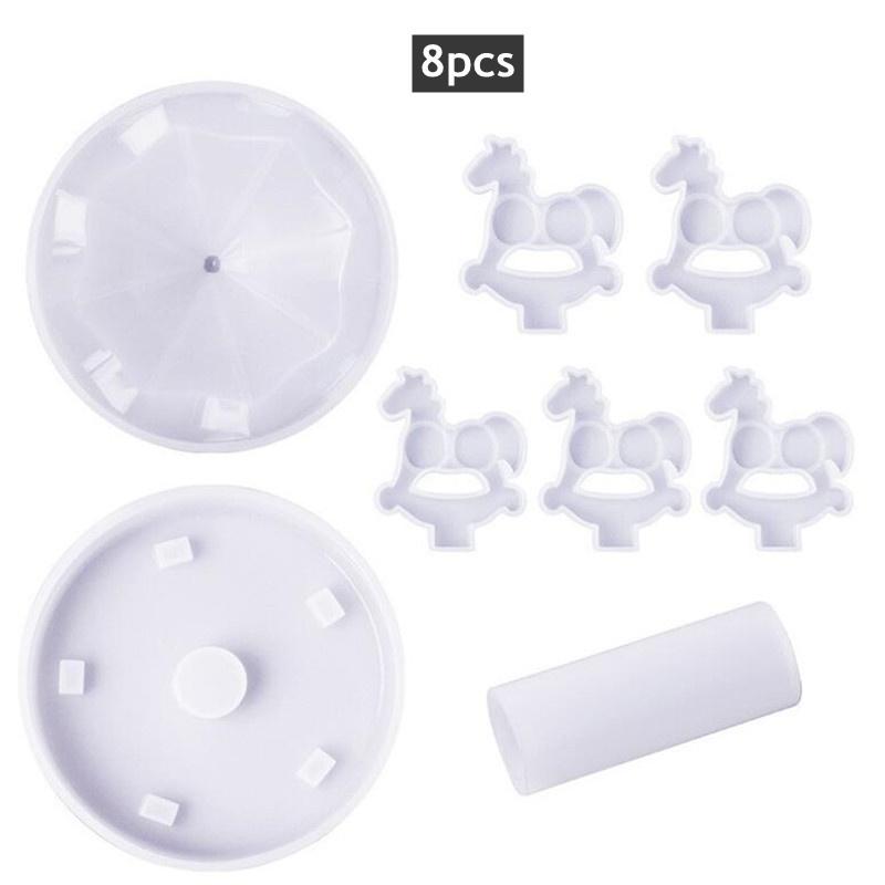 

8 шт./компл. DIY смолы карусель орнамент силиконовые формы литейная форма белый