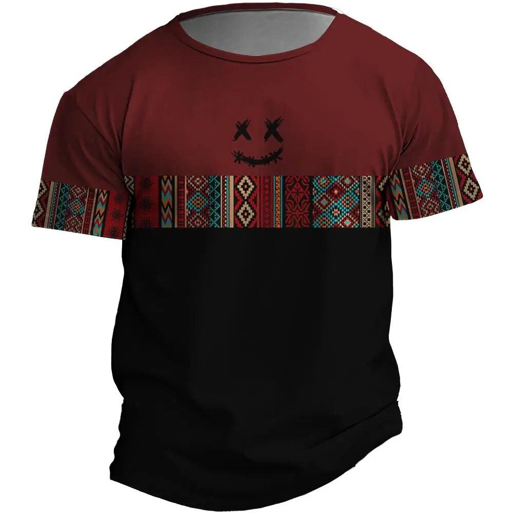 Mens T Shirt Smiley 3d Printed Short Sleeve Tops Summer New Men Fashion Casual Streetwear Mens O Neck Oversized T-Shirt Blouse