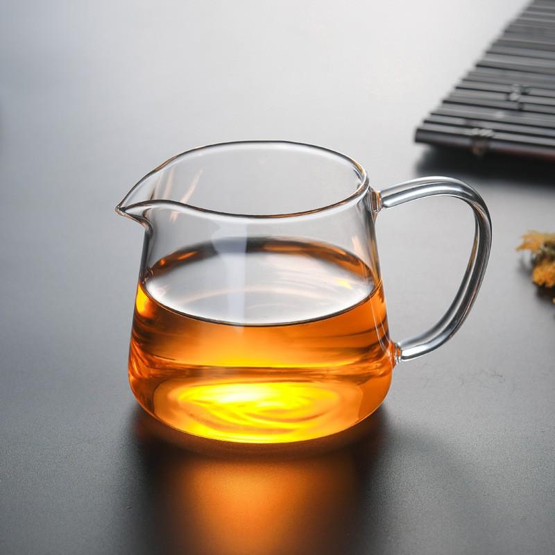 Square Glass Teapot Set with Stainless Steel Filter - Kung Fu Style Tea Dispenser and Fairness Cup for Household Use.