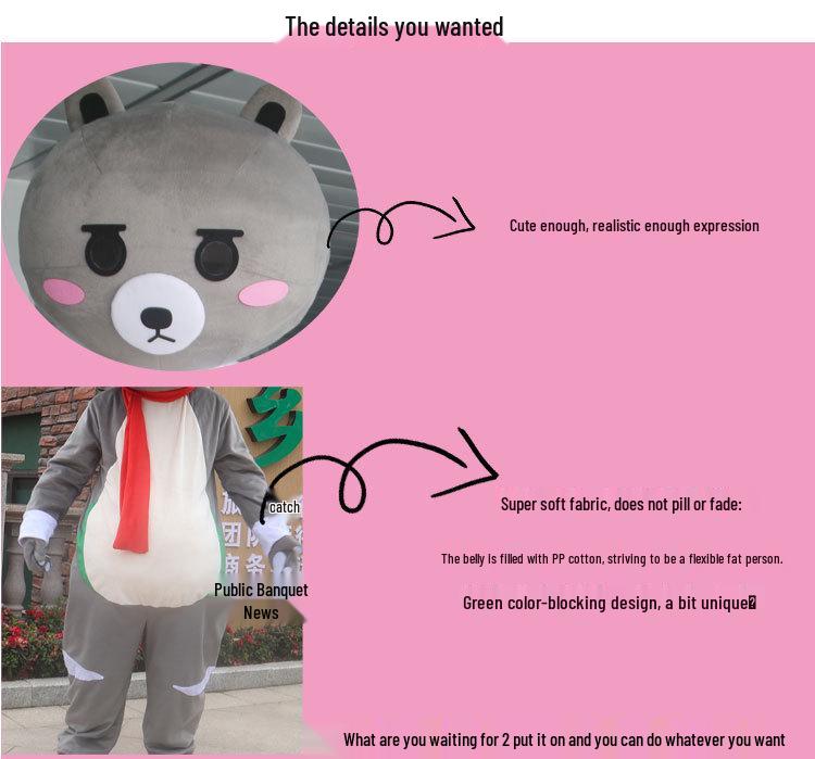Kianran Bear Costume: Cartoon Mascot Cosplay Headgear for Walking & Photoshoots