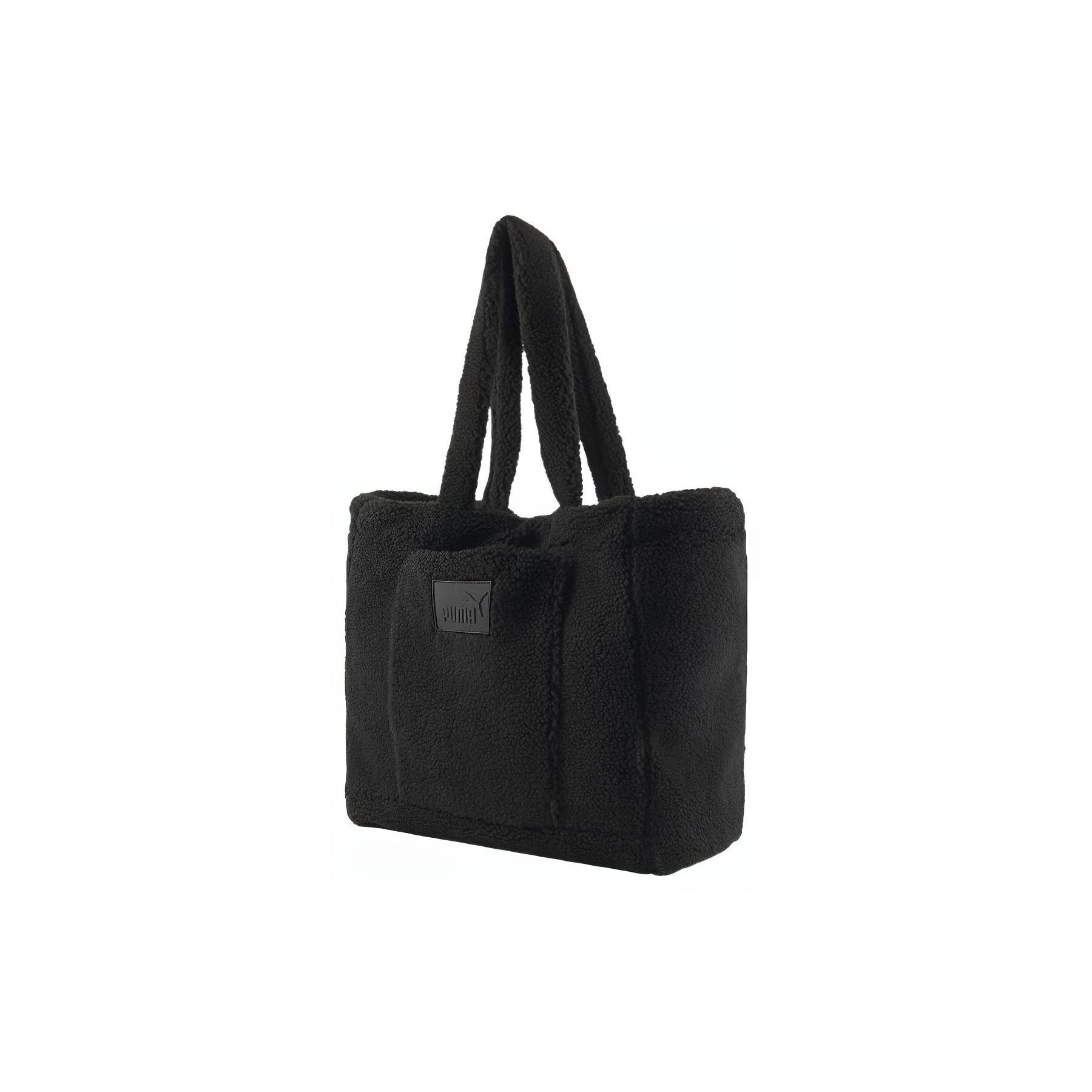 

Puma Solid Color Fashion Brand Logo Decorated Fabric Plush Tote Bag Women Tote Bags Black 079163-01 Black