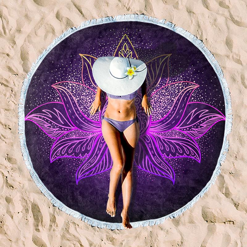 Serviette de Plage Ronde en Fibre Ultra-Fine pour Adultes - Personnalisable, Serviette de Sport et de Bain Absorbante