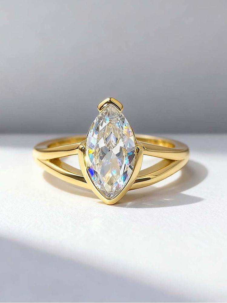 925 Sterling Silver Fashion Shiny Marquise Shape Zircon Ring For Women Engagement Wedding Anniversary High Quality Fine Jewelry