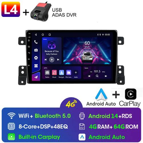 9 Inch 2 Din Car Radio for Suzuki Grand Vitara Escudo 2005-2015 Multimedia Android with Frame Carplay Autoradio Stereo