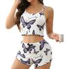 Butterfly Print Sexy Pajama Set: Comfortable Camisole and Shorts for Women