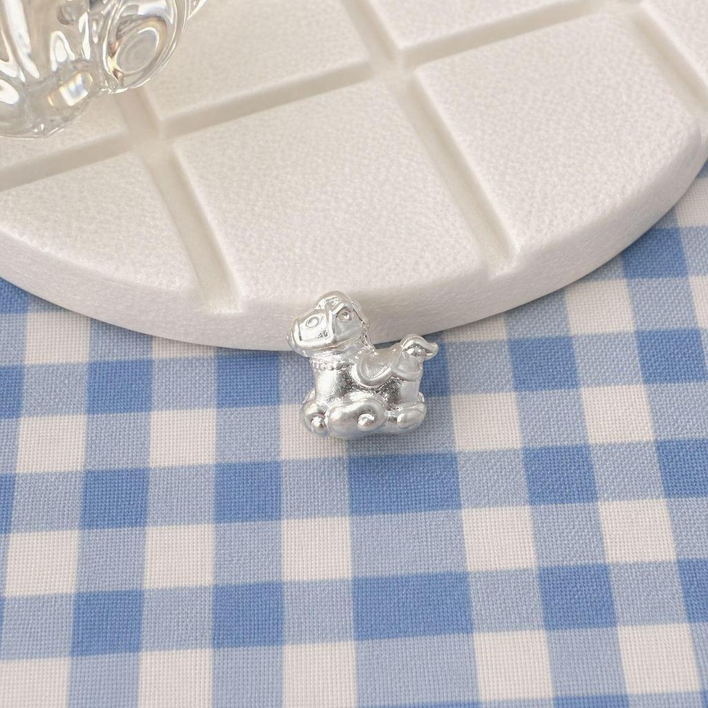 999 Sterling Silver Colorful Cartoon Horse Spacer Beads for DIY Bracelets