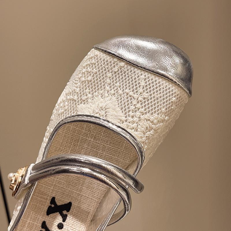 French retro half slippers women's summer outer wear temperament gentle Muller shoes bag head new mesh lazy sandals