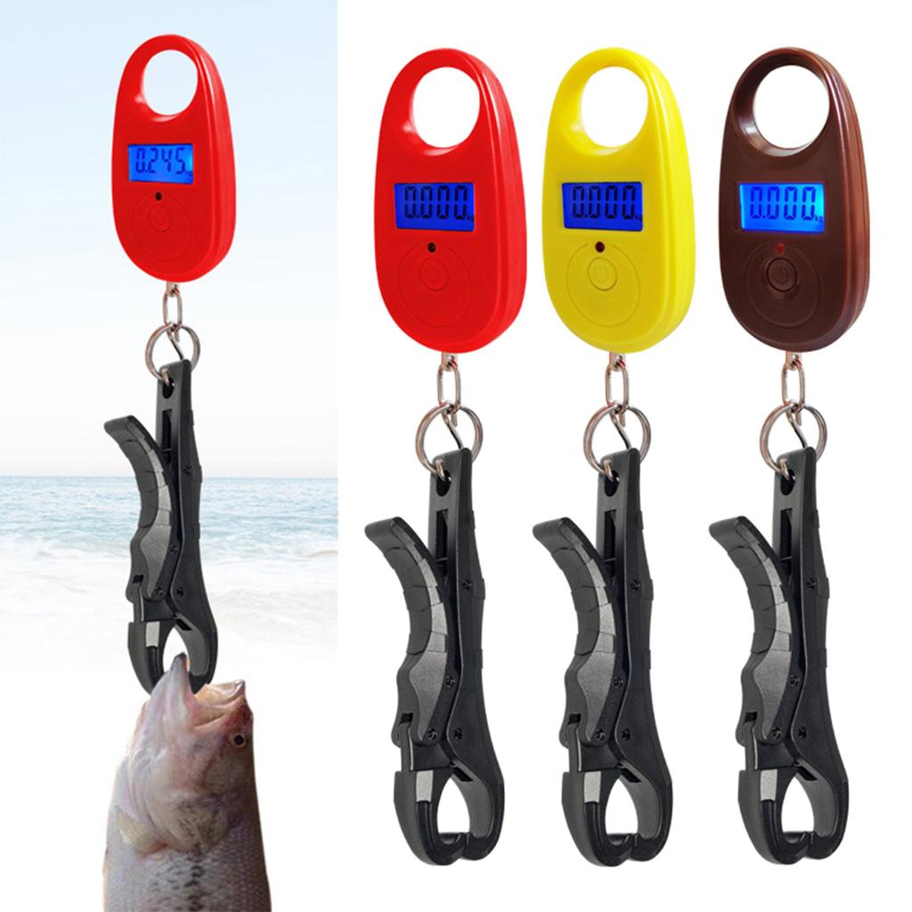 Fishes Lip Gripper with Mini Digital Electronic Scales Pocket Hangings Fishing Scales Fisherman Tournament Weighing Device