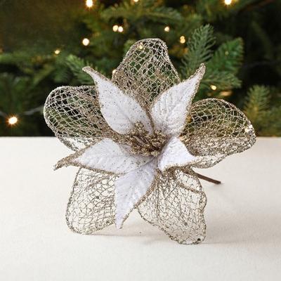 Neue 23cm Weihnachtsstern Glitzer Blume Weihnachten Hängende Ornamente Künstliche Weihnachtsblumen DIY Weihnachtsbaum Dekorationen Partyzubehör