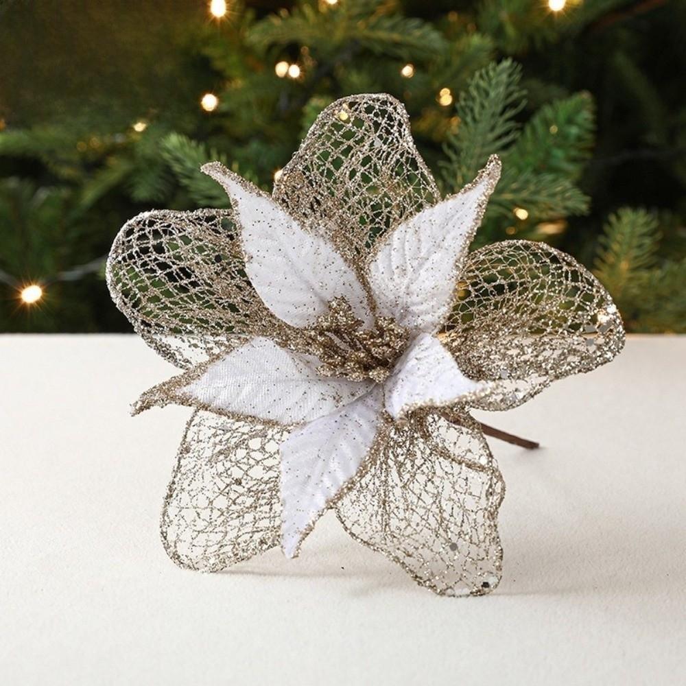 23cm Weihnachtsstern Glitzer Blume Weihnachten Hängende Ornamente Künstliche Weihnachtsblumen DIY Weihnachtsbaumschmuck Partyzubehör