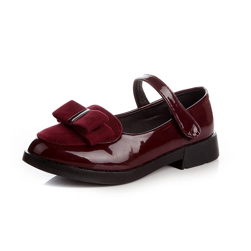 Girl Princess Leather Shoes PU Casual Baby Black Red Girls Fashion Brand Glossy Dance Shoes for Children Gift