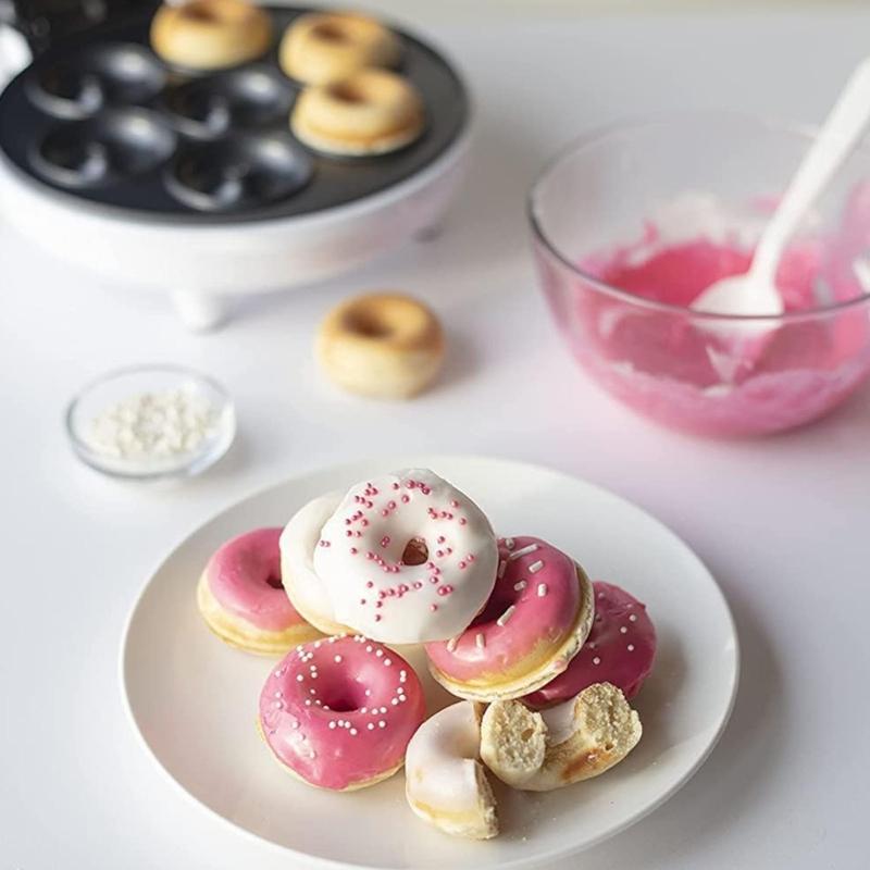 Mini Doughnuts Maker Machine for Kids Electric Nonstick Surfaces Bakes Mini Doughnuts for Breakfast Snacks Desserts Family