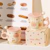 Cute Girl Heart with Cover Mug Cartoon Dessert Bear High Looking Office Ceramic Water Cup Birthday Souvenir