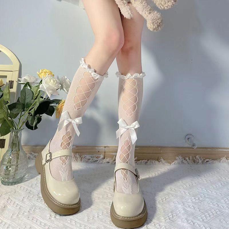 Sexy Lace Lace Breathable Tube Socks Summer Love jkL Calf Socks Japanese Thin It Sweet a Soft Sister Ol