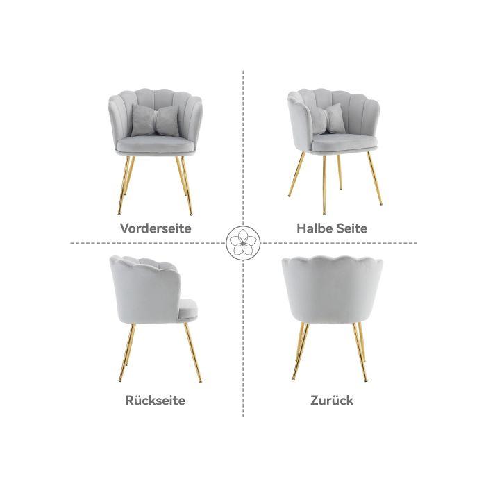 Lot De 6 Chaises De Salon Modernes En Velours Chaises De Salle De Bain, Chaises Rembourrées Avec Dossier En Forme De Pétale