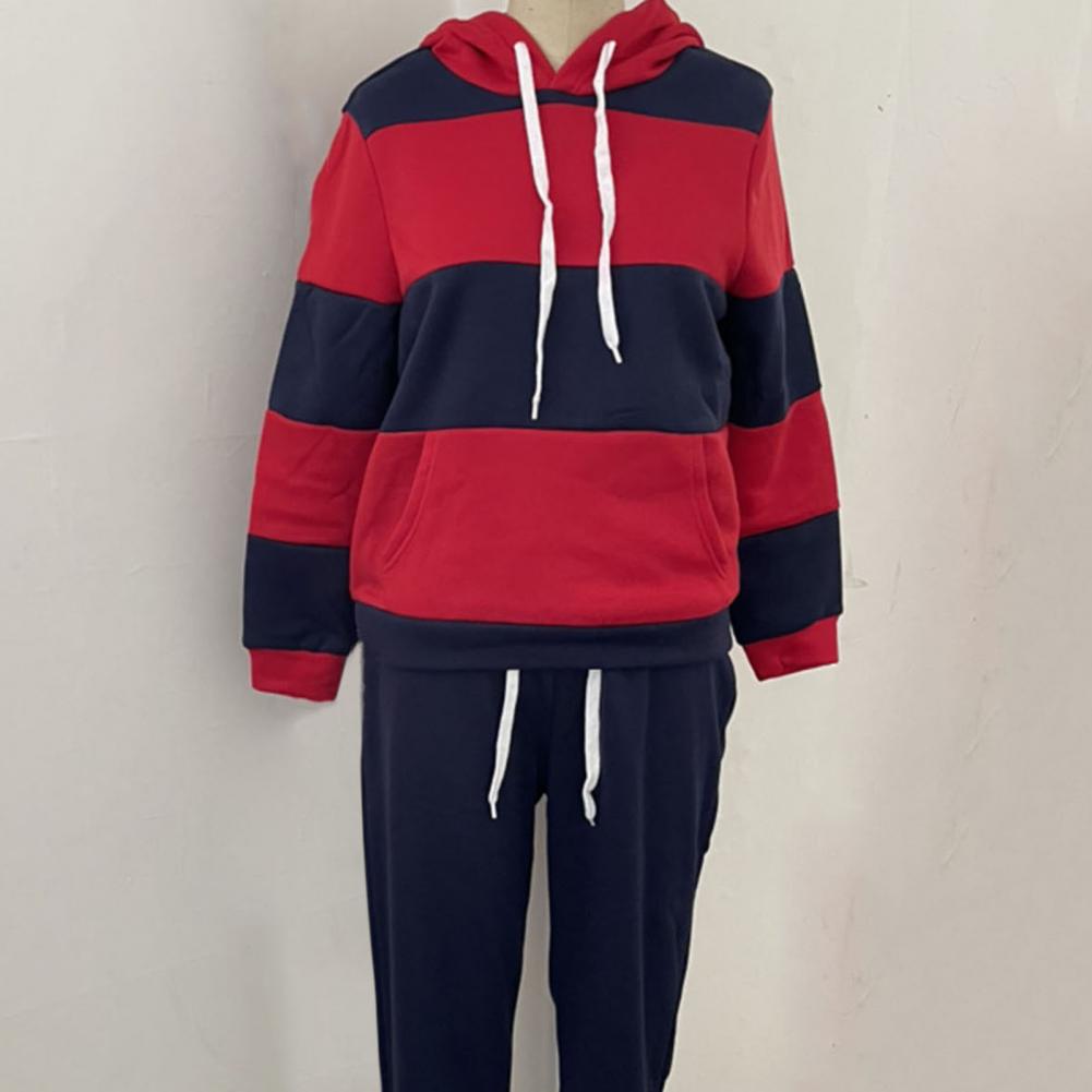 Trendy Two Pieces Set Ankle-banded Women Autumn Tracksuit Elastic Waist Pullover Women Hoodie Pants Set for Home