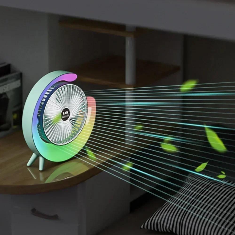 Colorful Portable Desktop Fan LED 7 Colors Cooling Fan Creative Small Electric Fan  Office Bedroom