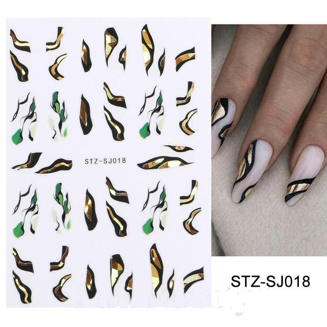 3D Fall Nail Stickers Gold Leaf Cotton Flowers Transfer Decals Nail Adhesive Sliders Manicure 2023 Autumn Decorations TRSTZ-SJ