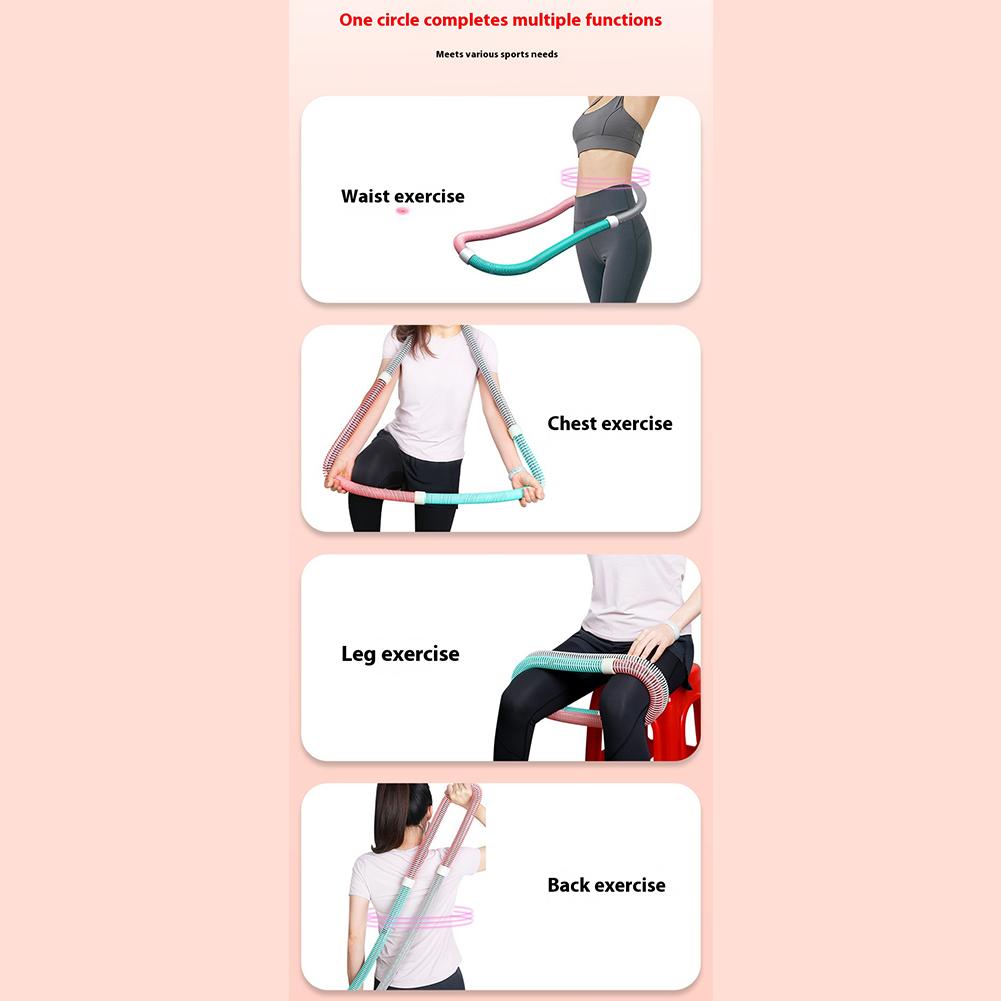 Weighted Fitness Hoop Portable Soft Spring Hoop Quiet Design Foldable Waist Toning Hoop Waist Training Circle for Fat Burning