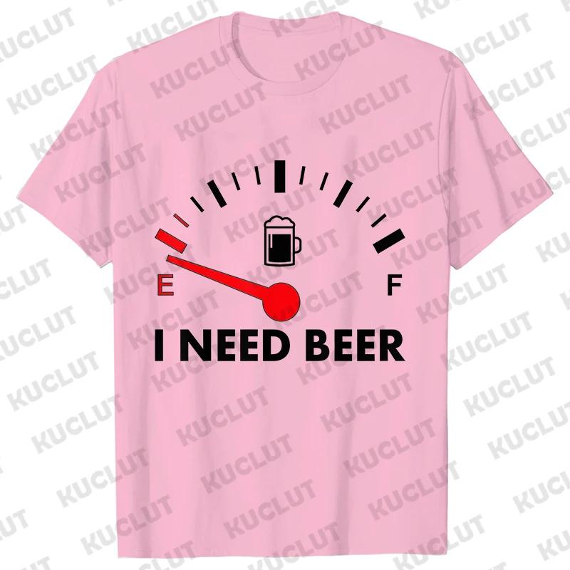Men's Street Wear T-shirts Need Beer Graphic Tee Shirt Homme Funny Low Battery Need Beer Novelty T-Shirt Drinking Party Tshirts