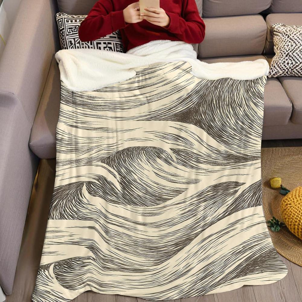 Ink Wave Flannel Blanket Warm Soft Halloween Christmas Couch Warm Cozy Decorative Decor Gift for All Season