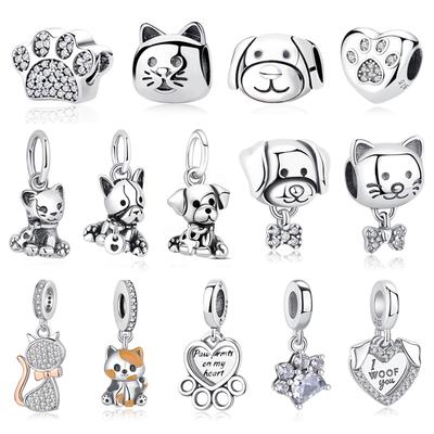 Original Copper Charm Love Dog Puppy Cat Paw Pendant Charms Fit Brand Bracelets Necklaces Diy Jewelry For Women