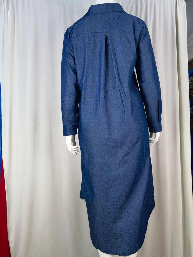 2023 European & American Fashion Denim Long Skirt with Shirt Collar