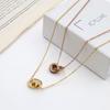 The Same Fashionable Double-Ring Zircon Pendant Necklace Accessories Versatile Niche Titanium Steel Non-Fading Jewelry Collarbone Chain