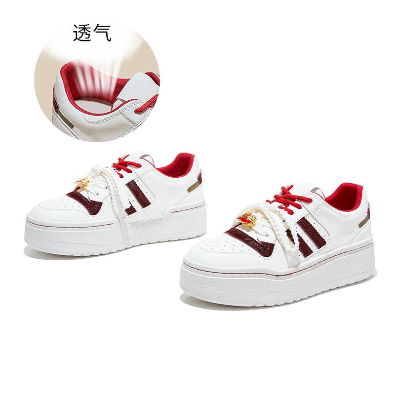 

Real horse hair little white shoes women s spring new casual sports board shoes thick sole heightening women s shoes versatile shoes children 35