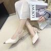 Women's Shoes 2025 New Slip-on Women's High Heels Metal Decoration Office and Career Sexy Pointed Toe Solid Heels Women