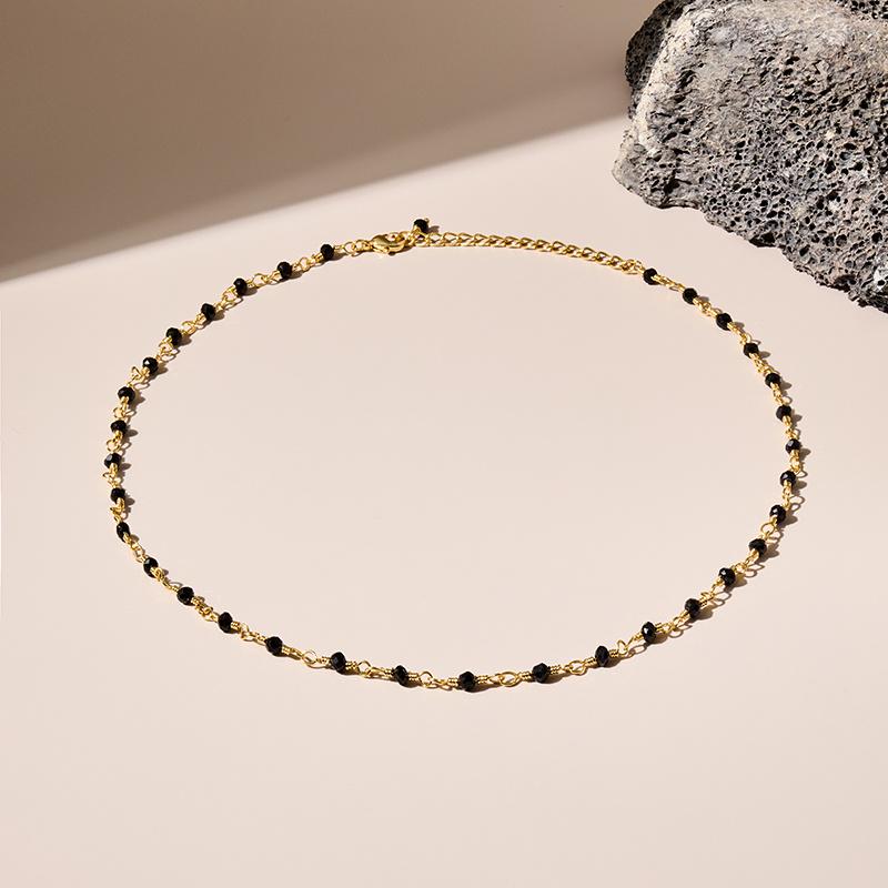 Yang Caiyu French Black Crystal Choker Necklace