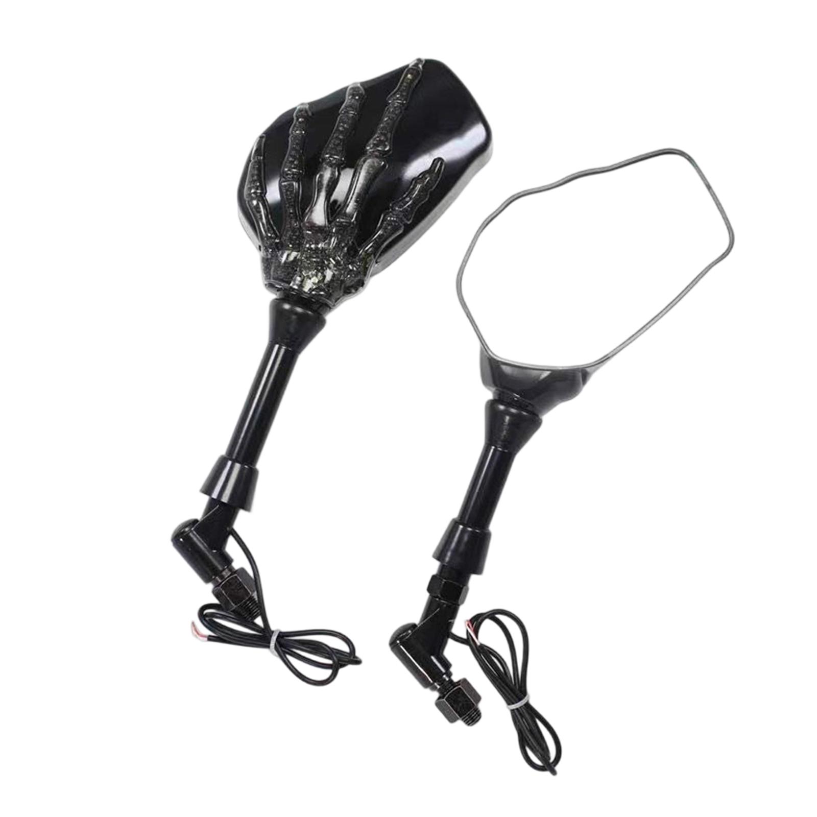 

Светодиодное зеркало заднего вида в виде скелета, Зеркала заднего вида для мотоцикла в виде скелета со светодиодными указателями поворота One Size