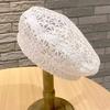 Multi Colored Summer Crochet Beret for Women Slouchy Breathable Lace Beret Hat Cutout Floral Beanie Cap Head Covering Cotton Hat