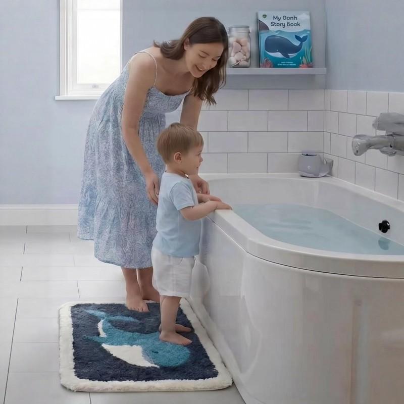 Cute Cartoon Animal Plush Bath Mat Non-Slip Absorbent Rug Bathroom Sink Area Bedroom Bedside Doorway