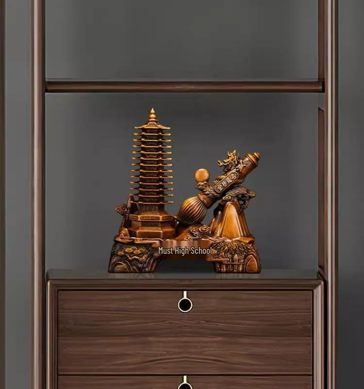 Golden Thirteen-Layer Wenchang Pagoda Figurine