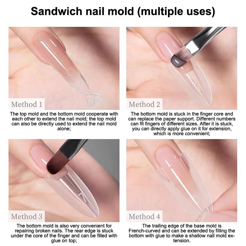 Original Sandwich Nails Dual Forms 60Pcs Nail Mold For Quick Salon Manicure Professional Use