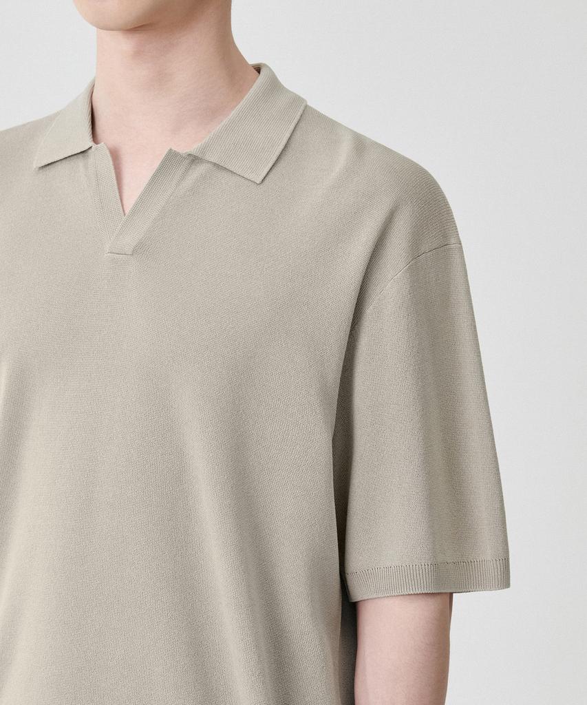 MUSINSA STANDARD Cool Touch Slit Neck Knitted Polo Shirt [Grayish Beige]