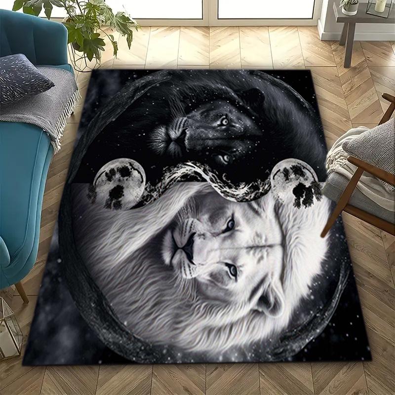 1PC Lion Pattern Printed Carpet Rug for Living Room Bedroom Home Sofa Decoration,Non-slip Floor Mat Floor Mat