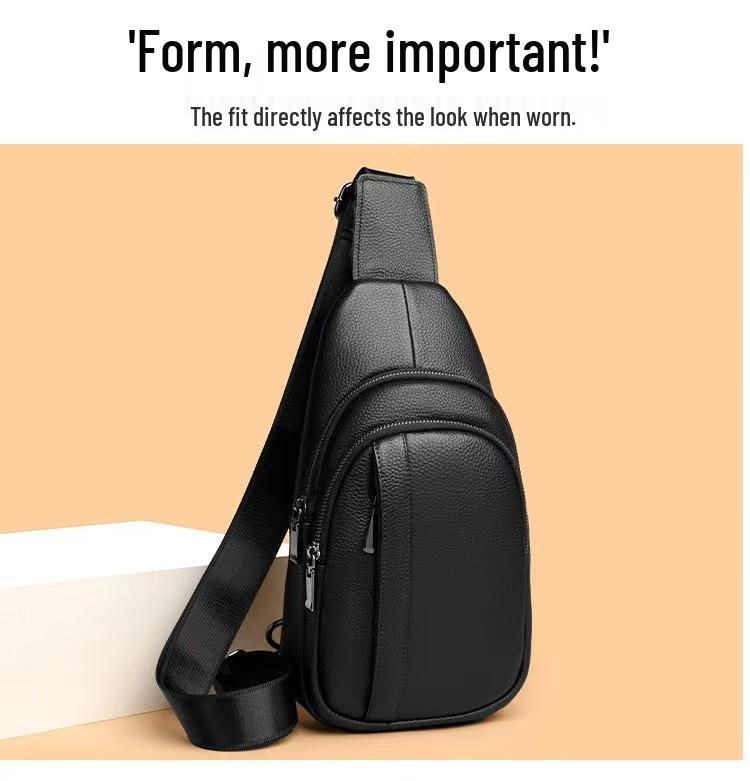 

Мужская кожаная дорожная сумка кроссбоди большой вместимости с защитой от краж чёрный